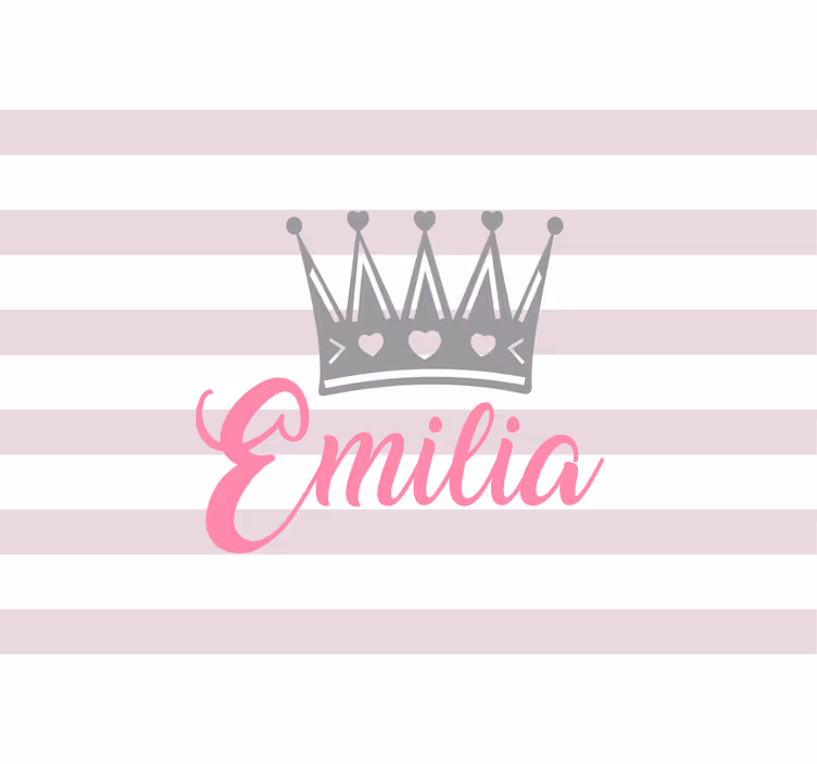 Estore de rolo infantil coroa prateada com nome rosa - TenStickers