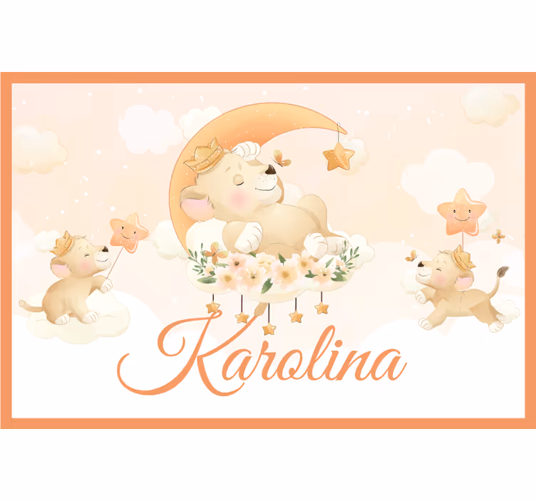 Estore de rolo infantil leão fofo com nome - TenStickers