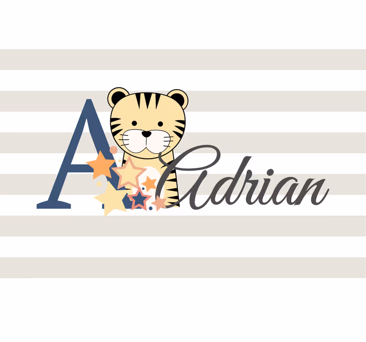 Estore de rolo infantil tigre com nome fofo - TenStickers
