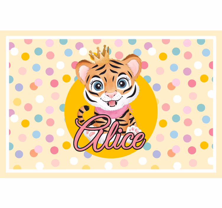Estore de rolo infantil tigre fofo com nome - TenStickers
