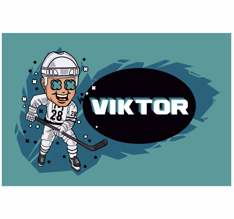 Estore de rolo infantil jogador de hóquei engraçado com nome - TenStickers