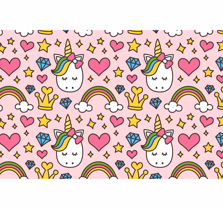Estore de rolo infantil com arco-íris e unicórnios fofos - TenStickers
