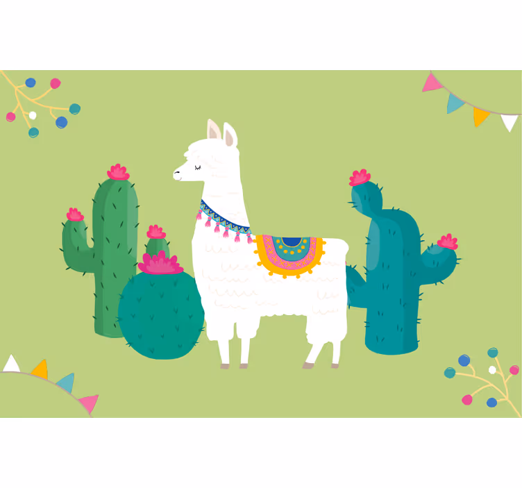 Estore de rolo infantil ilustração de lhamas coloridas - TenStickers