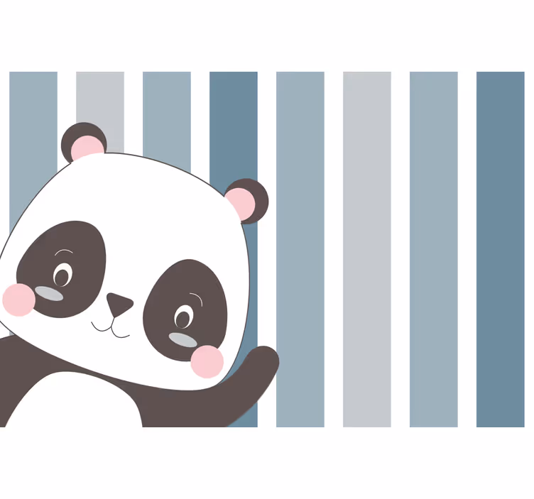 Estore de rolo infantil fundo listrado de panda feliz - TenStickers