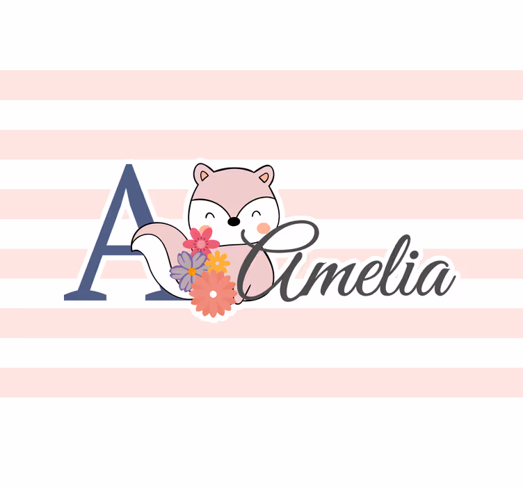 Estore de rolo infantil esquilo fofo com nome - TenStickers