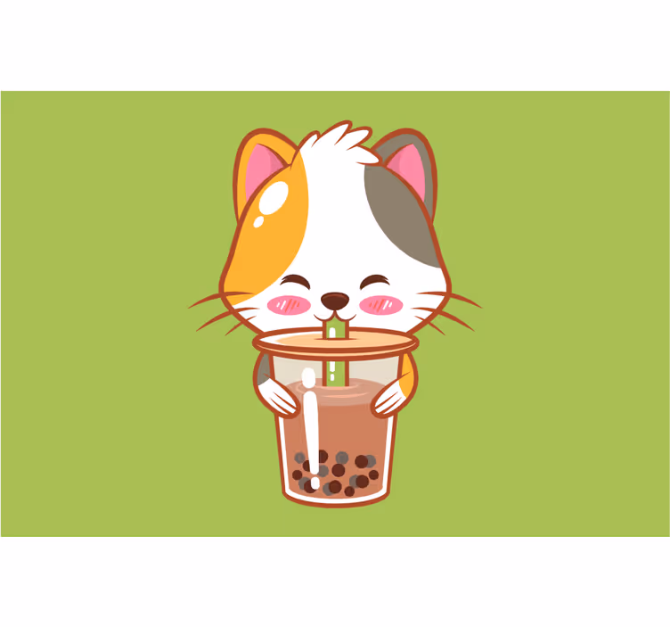 Estore de rolo infantil gato bebendo chocolate - TenStickers