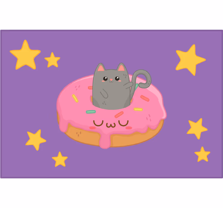 Estore de rolo infantil gato e donut - TenStickers
