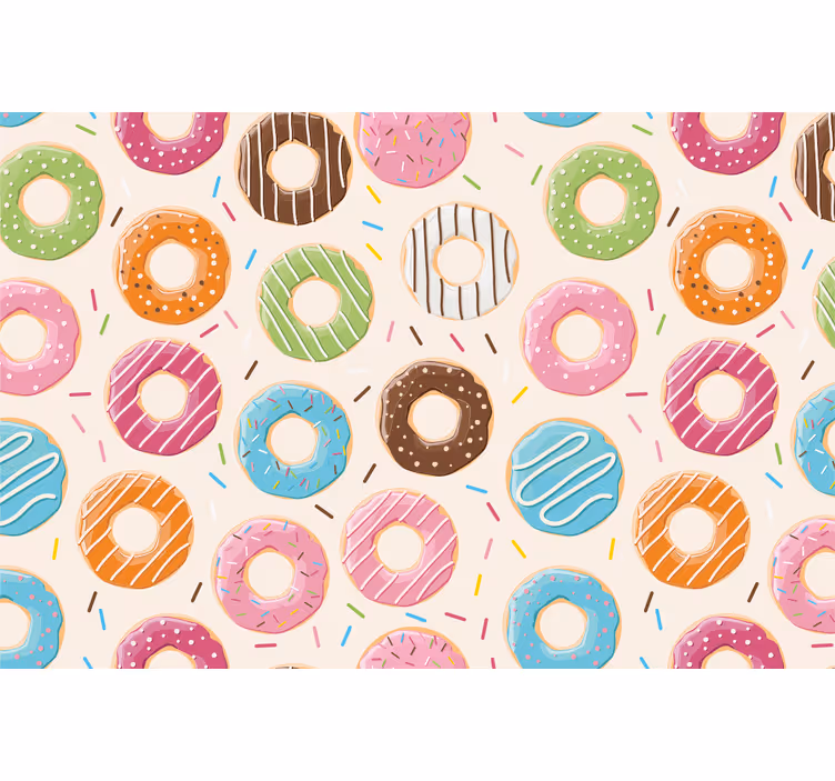 Estore de rolo infantil com fundo de donuts - TenStickers