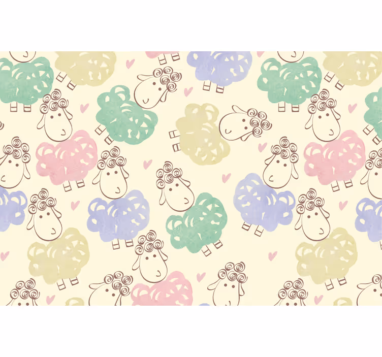 Estore de rolo infantil padrão de ovelhas doodle - TenStickers