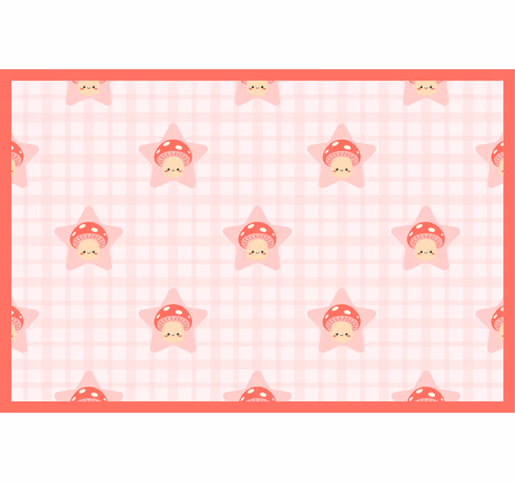 Estore de rolo infantil padrão de cogumelos rosa fofos - TenStickers