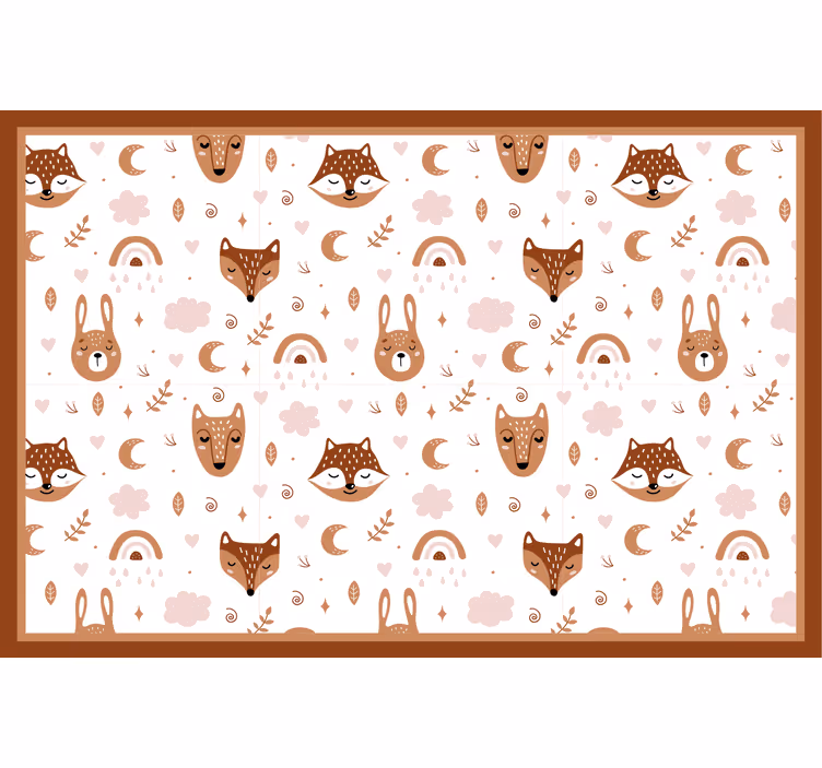 Estore de rolo infantil com animais marrons e arco-íris - TenStickers