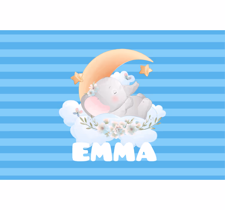 Estore de rolo infantil elefante com nome fofo - TenStickers