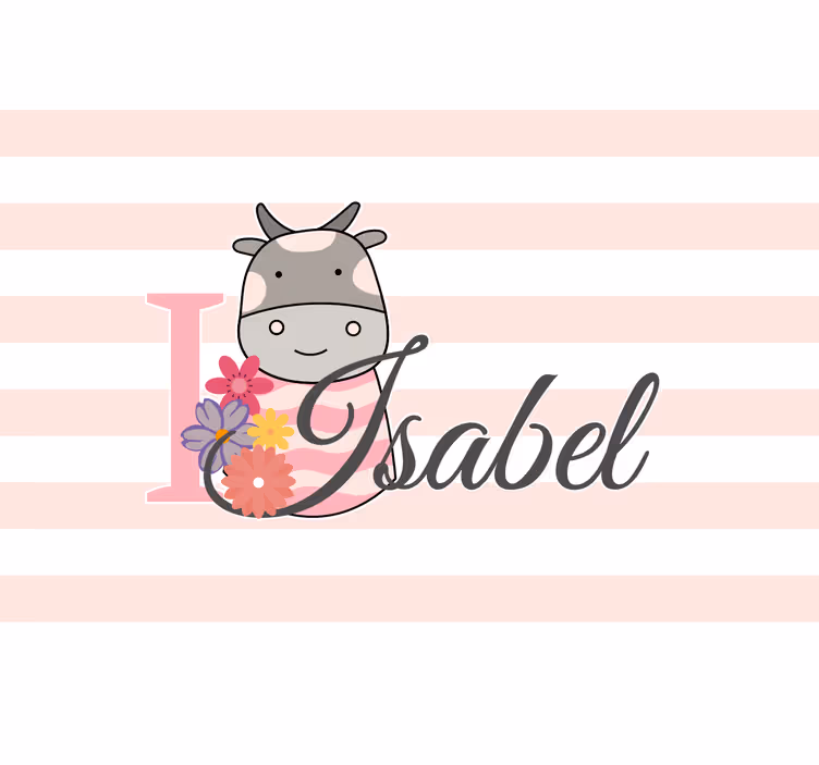 Estore de rolo infantil com vaquinha fofa personalizada - TenStickers