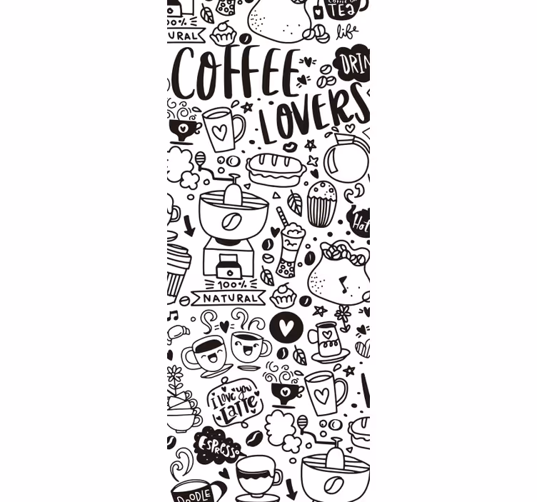 Estore de rolo para cozinha desenhos de café translúcido - TenStickers