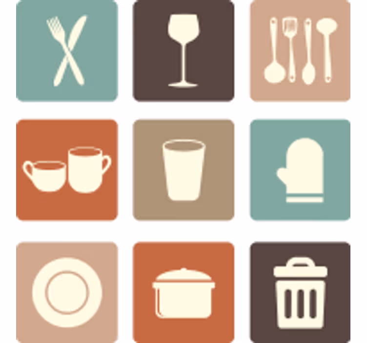 Estore de rolo para cozinha ícones de gavetas cozinha - TenStickers