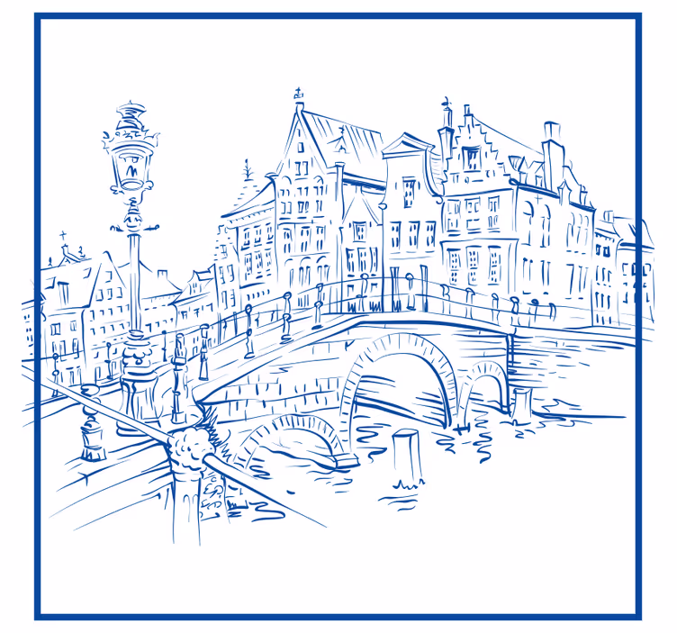 Estore de rolo para cozinha casas de canal azuis delft - TenStickers