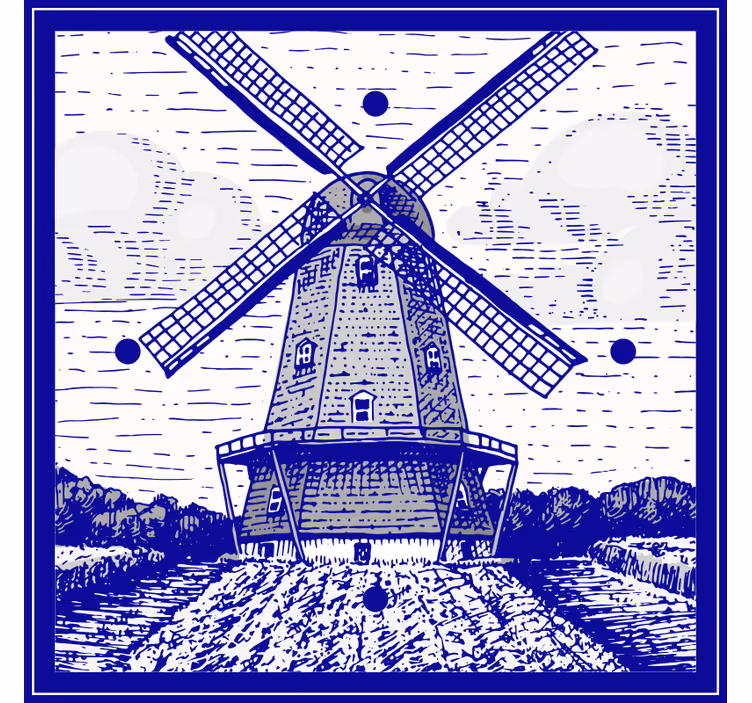 Estore de rolo para cozinha azul de delft - TenStickers