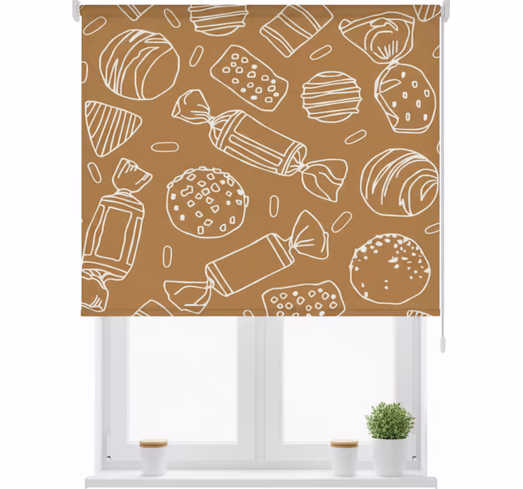 Estore de rolo para cozinha caramelos patron - TenStickers