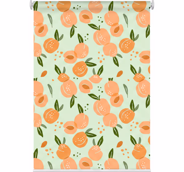 Estore de rolo para cozinha pêssegos em fundo verde - TenStickers