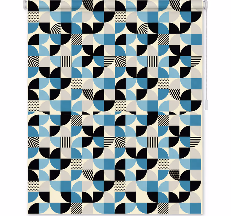 Estore de rolo para cozinha padrão bauhaus azul retrô - TenStickers