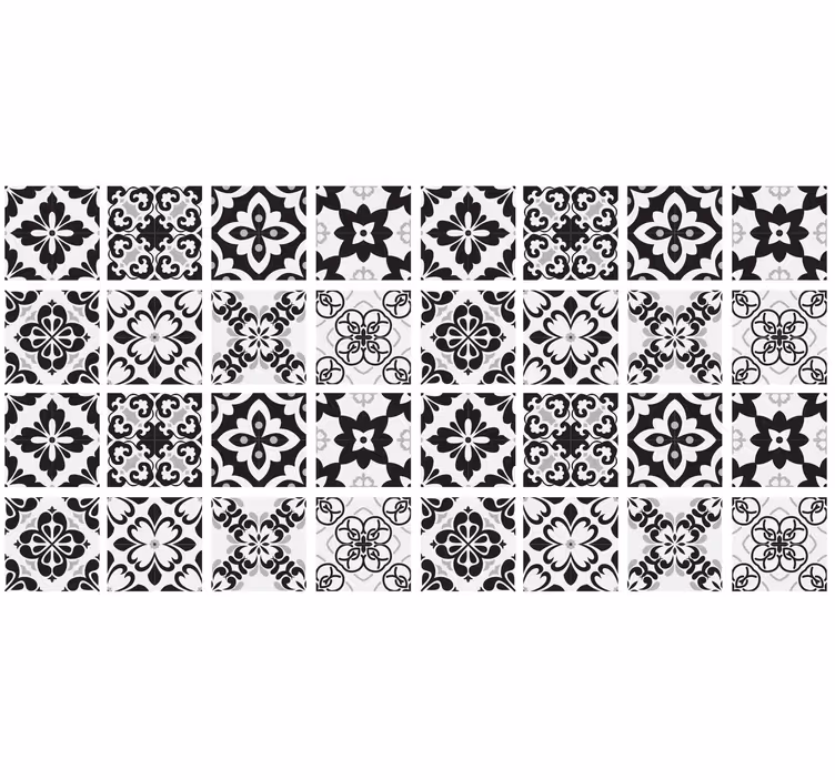 Estore de rolo para cozinha azulejos preto e branco - TenStickers