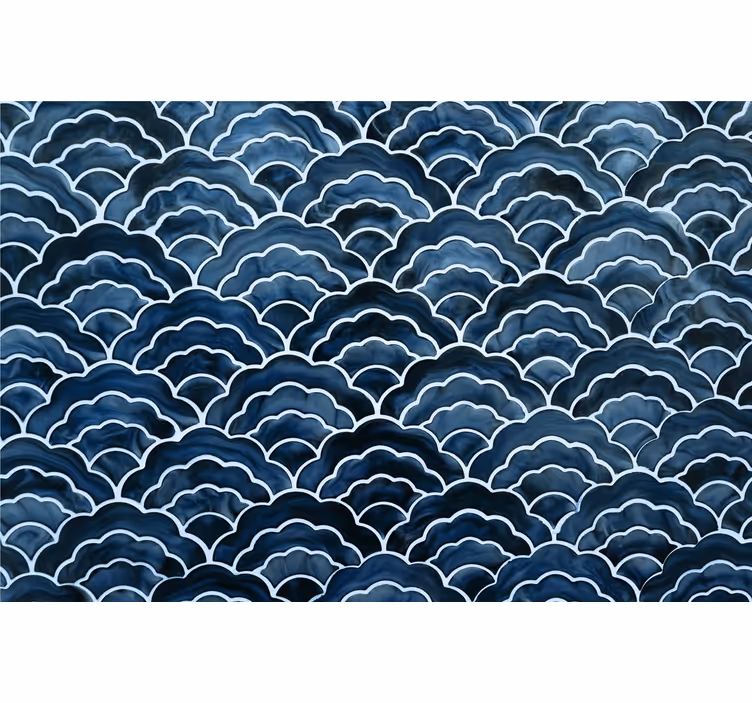 Estore de rolo azul padrão ondulado japonês - TenStickers