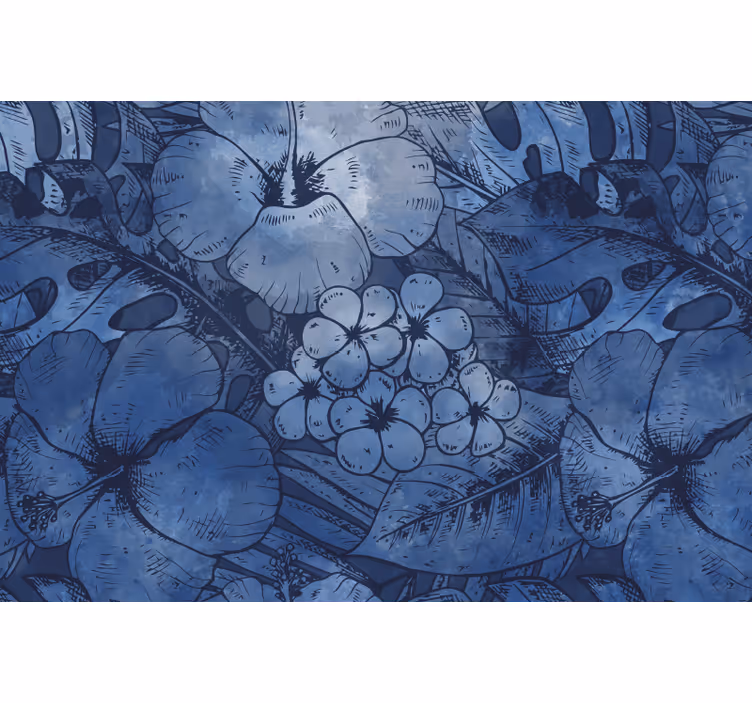 Estore de rolo azul flores aquareladas azuis - TenStickers