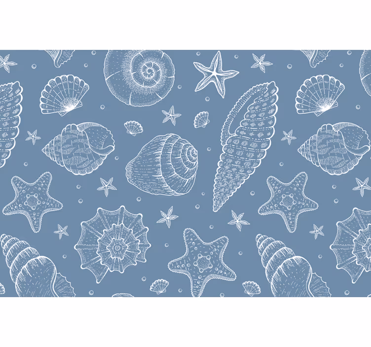 Estore de rolo azul vida marinha e conchas - TenStickers