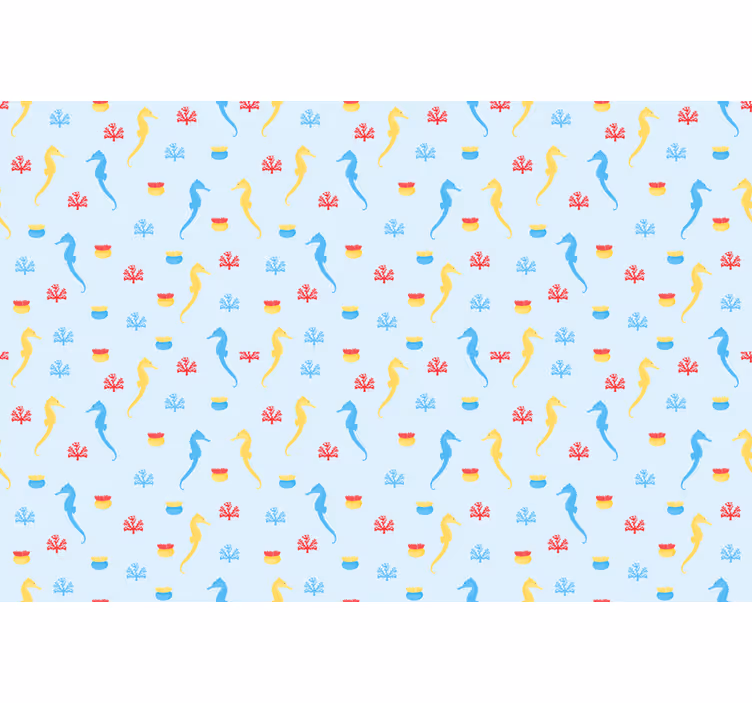 Estore de rolo azul cavalo-marinho e coral - TenStickers