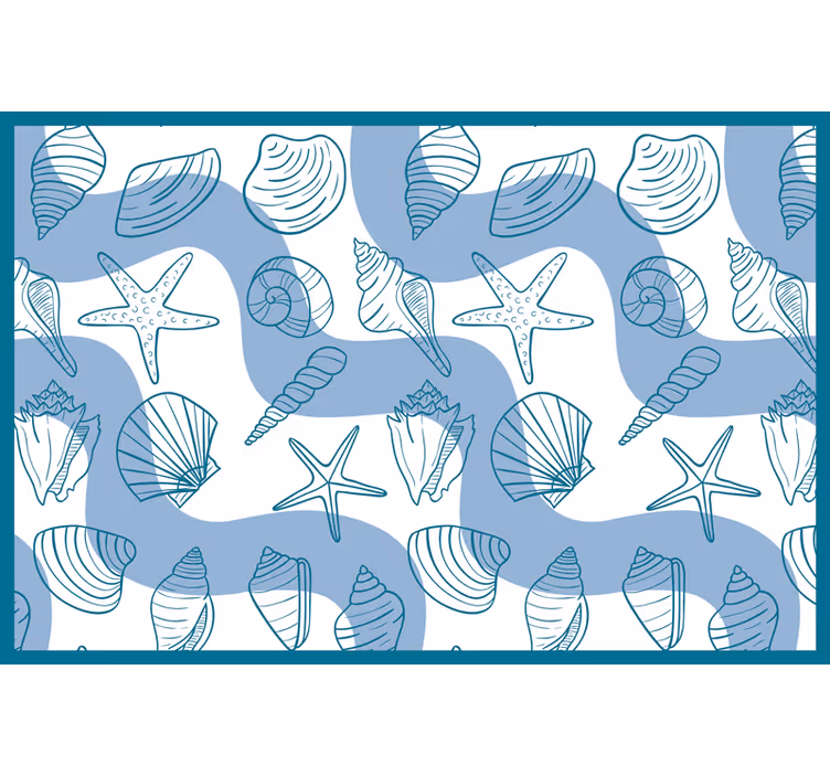 Estore de rolo azul com padrões de conchas - TenStickers