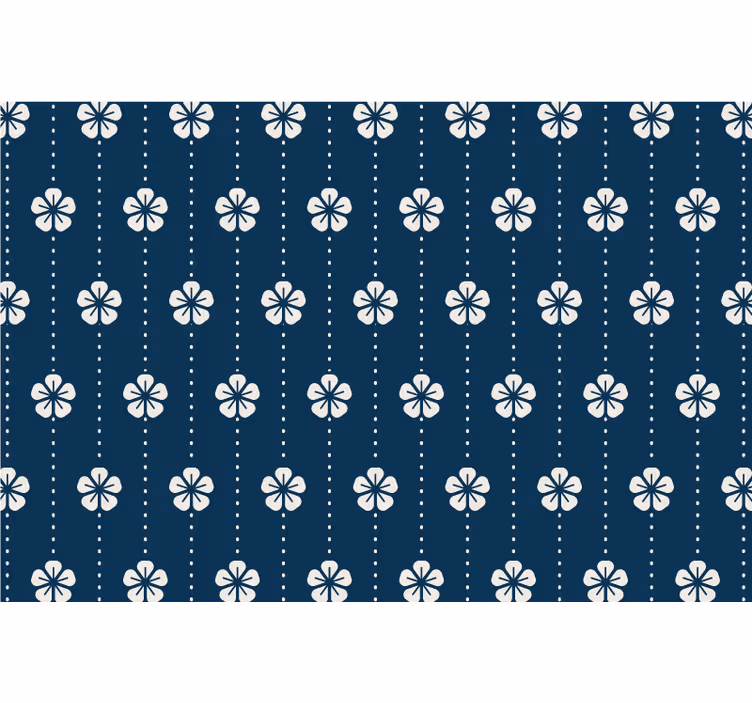 Estore de rolo azul com linhas florais azuis - TenStickers