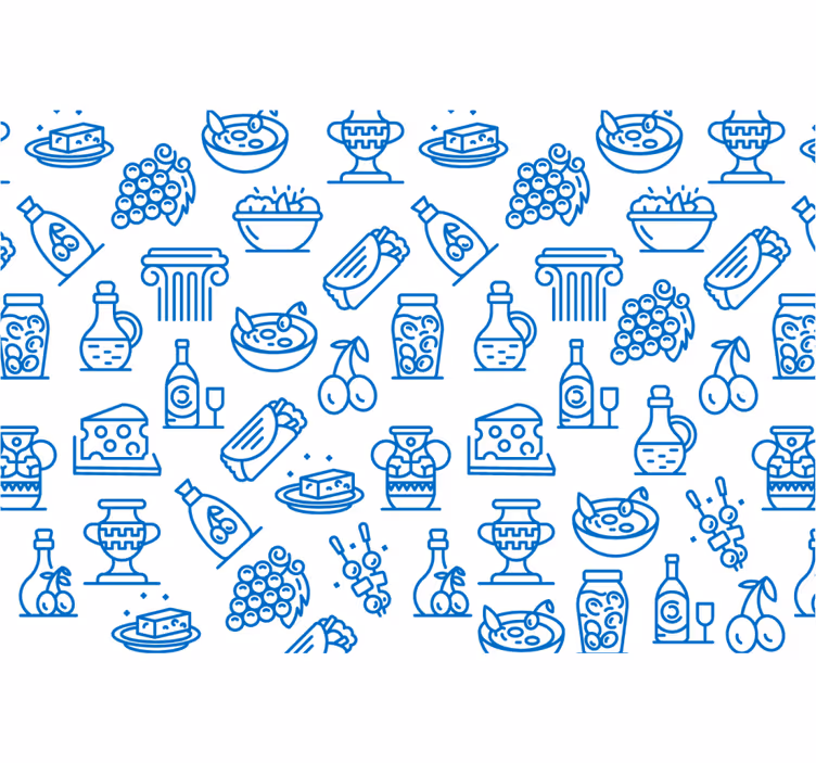 Estore de rolo azul ícones da comida grega - TenStickers