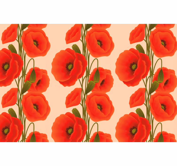 Estore de rolo vermelho com padrão de papoulas - TenStickers