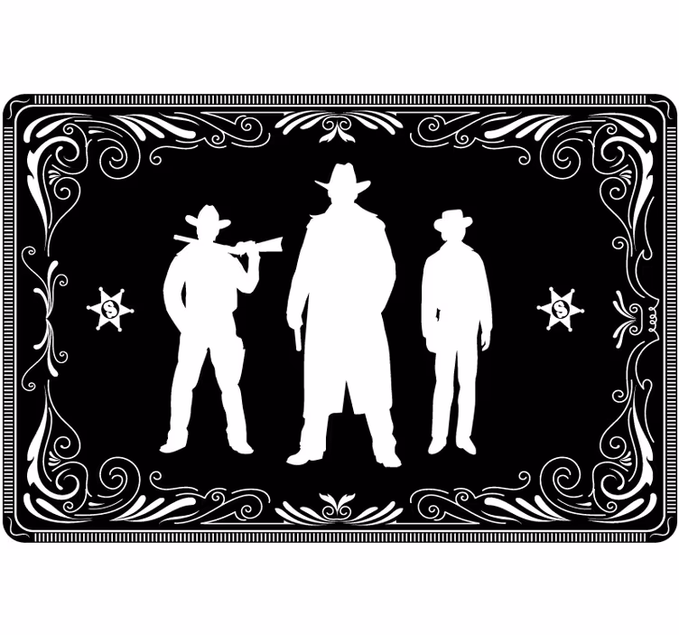 Estore de rolo preto padrão de cowboy e cavalos - TenStickers