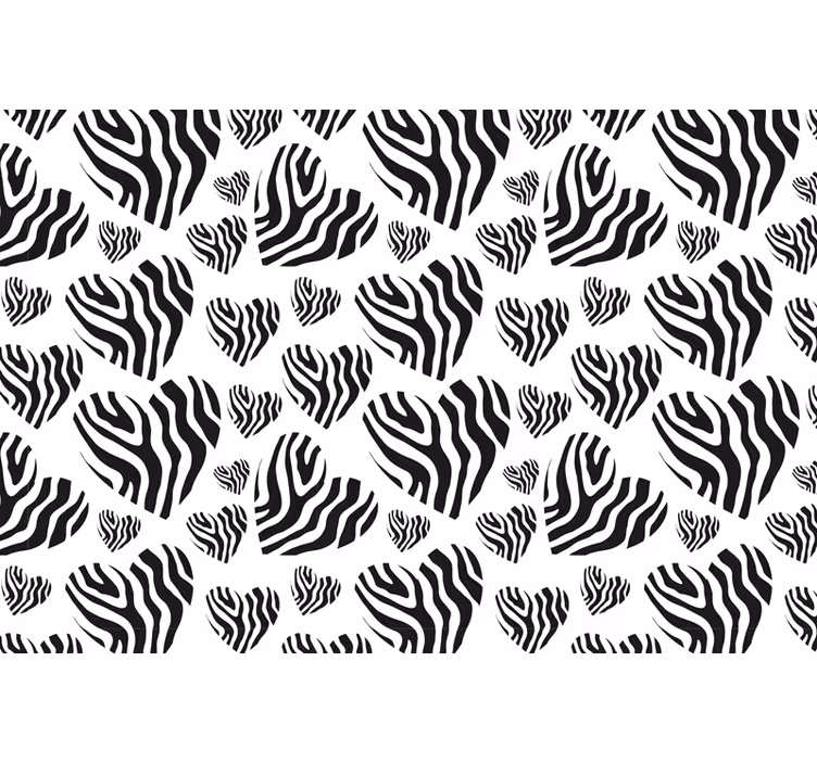 Estore de rolo preto coração estampa zebra - TenStickers