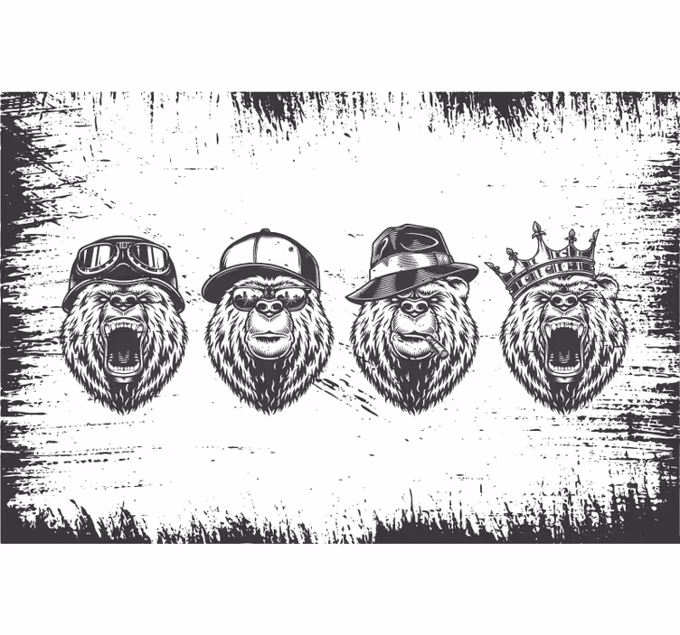 Estore de rolo cinzento urso estilo logo vintage - TenStickers