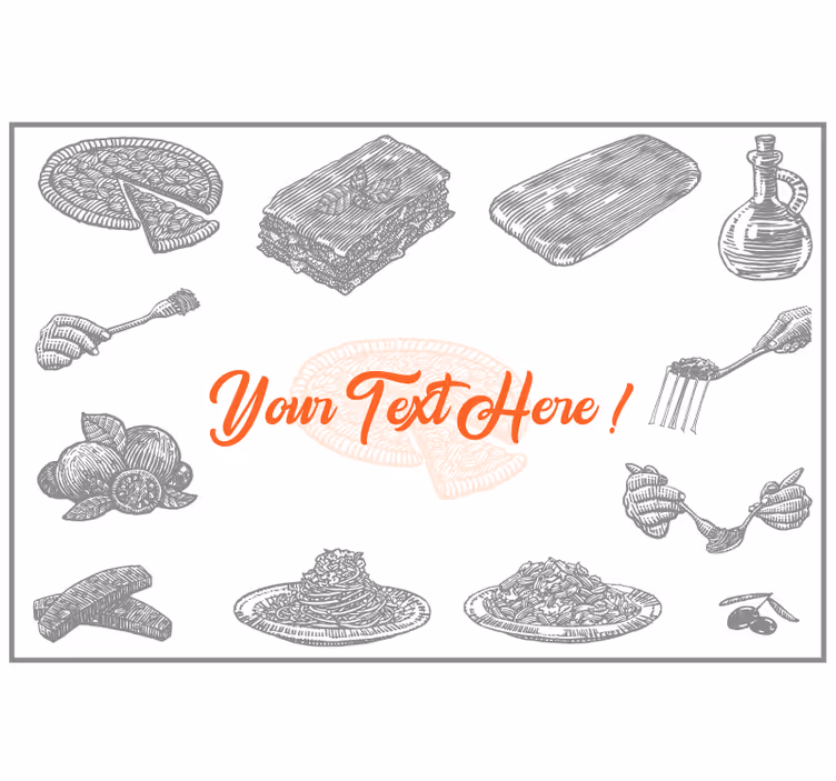 Estore de rolo cinzento ícones de comida italiana com texto - TenStickers
