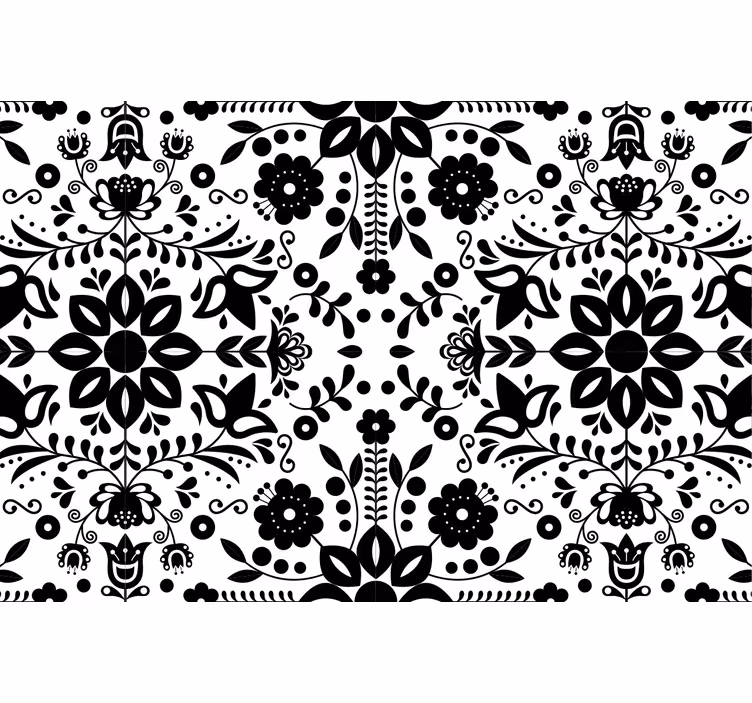 Estore de rolo cinzento padrão folclórico negro - TenStickers