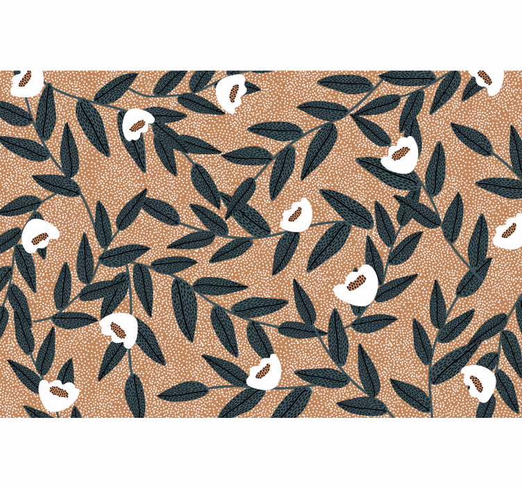 Estore de rolo bege flores e folhas - TenStickers