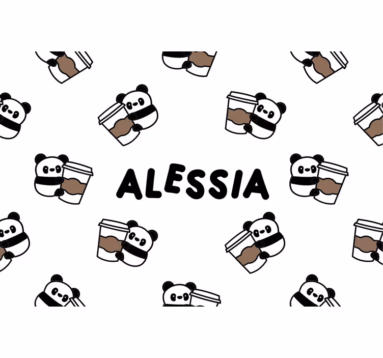 Estore de rolo preto pandas com nome - TenStickers