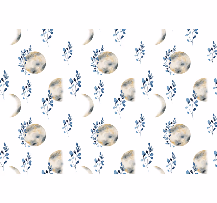 Estore de rolo preto com fases da lua impressas - TenStickers