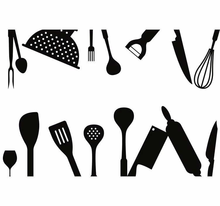 Estore de rolo preto e acessórios de cozinha - TenStickers