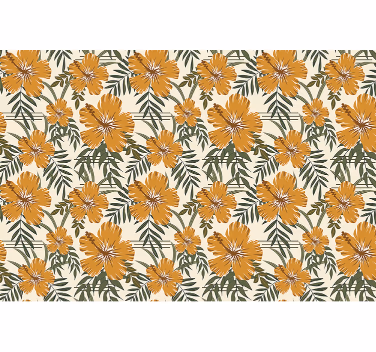 Estore de rolo laranja flores tropicais amarelas - TenStickers