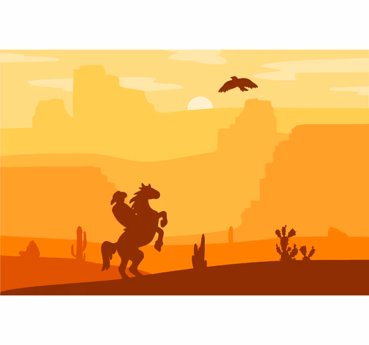 Estore de rolo laranja paisagem de cowboy - TenStickers