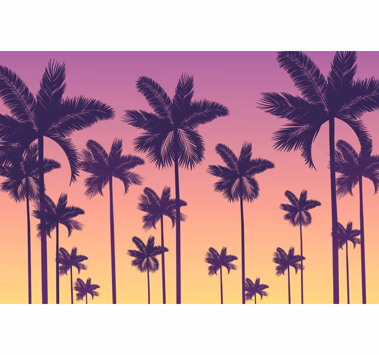 Estore de rolo roxo palmeiras do pôr do sol - TenStickers