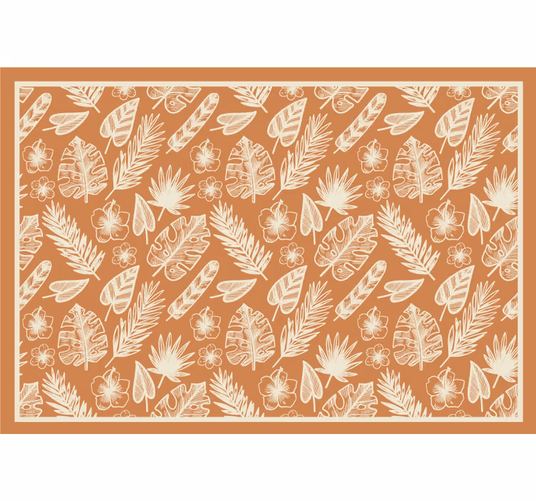 Estore de rolo exterior folhas brancas em fundo laranja - TenStickers