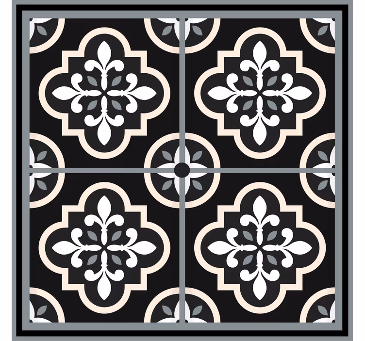 Estore de rolo empresa padrão floral preto e branco - TenStickers
