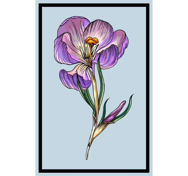 Estore de rolo para sala desenho doce de crocus azul - TenStickers