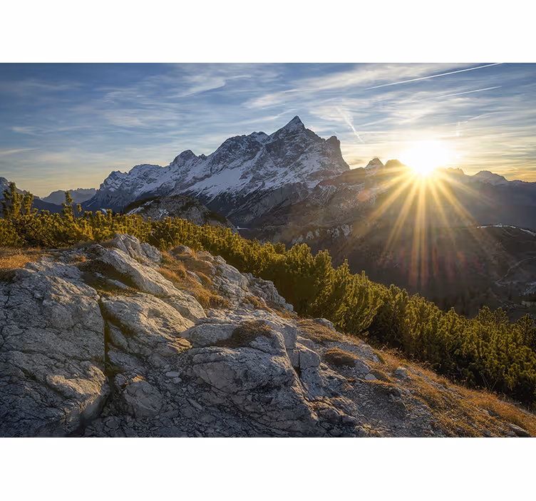Estore de rolo quarto sol brilhando nas montanhas - TenStickers