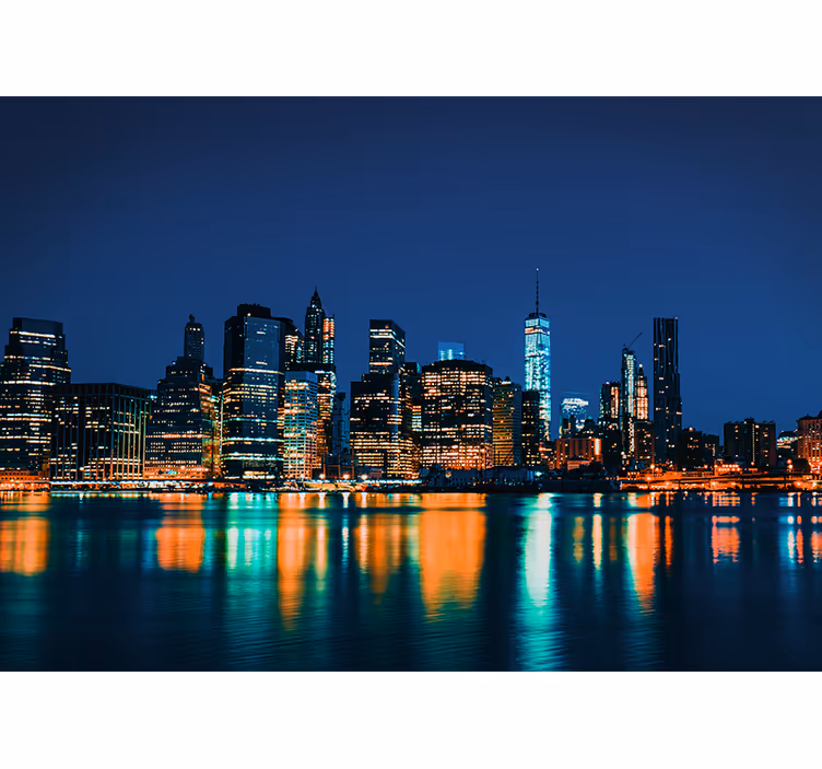 Estore de rolo quarto paisagem de nova york à noite - TenStickers